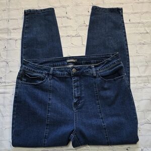 Denim Jeans Princess Seam Front Ankle Slit Western Size:14